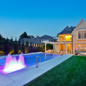 Hinsdale, IL Rectilinear Pool with Hot Tub Inside and Infinity Edge