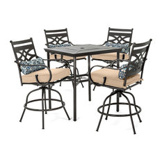 Montclair 5-Piece High-Dining Patio Set, Swivel Chairs and 33" Table, Tan