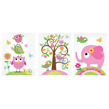 Pink Animals Print, 3-Piece Set, 8"