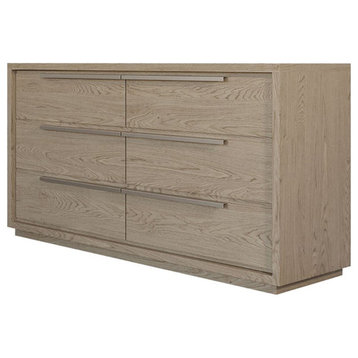 Modrest Samson 6-Drawer Contemporary Wood Veneer Dresser in Gray/Silver