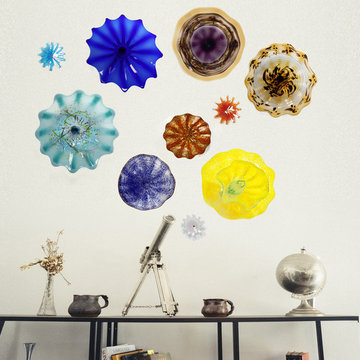 Planetary Art Glass Wall Plate Arrangement - Viz Art Glass Plates