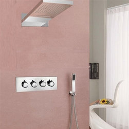 Romo 22" Contemporary RGB Multi Color Water Powered Led Shower Set - Showerheads And Body Sprays