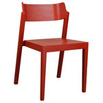 OSIDEA USA Inc. - The 100 Chair, 17.75" Seat Height, Red - This stackable dining/guest chair will fit well in commercial and residential spaces alike. Its curved open back give a comfortable and unique aesthetic touch, allowing one to easily pick up this chair and neatly stack it away.