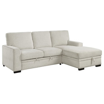 Bowery Hill 2-piece Contemporary Fabric Sectional with Right Chaise in Beige