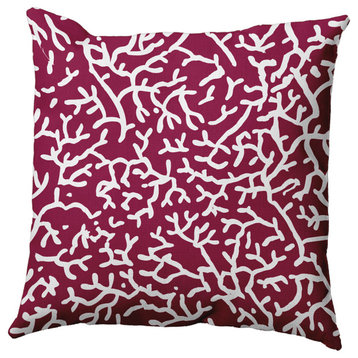 Seaweed Polyester Indoor Pillow, Maroon Red, 26"x26"