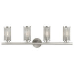 Livex Lighting - Livex Lighting Industro 4 Light Brushed Nickel Large Vanity Sconce - The Industro collection has a clean, crisp look and contemporary appeal. This four-light vanity sconce has a brushed nickel finish and a sleek stainless steel mesh shade. This vanity sconce easily fits into industrial, transitional or modern classic bathrooms.