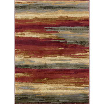 Prairie Contemporary Stripe Multi-Color Rectangle Area Rug, 5' x 7'