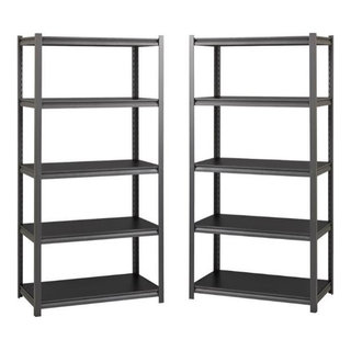 King's Rack 5-Tier Black Steel Storage Rack Boltless Shelving Tier Height Adjustable 30 W x 12 D x 60 H.