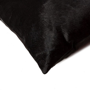 Natural Torino Cowhide Pillow 12"x20", Black