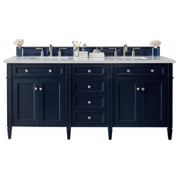 72" Double Sink Bathroom Vanity, Blue, Pearl Quartz, Rectangular Sink