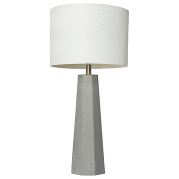 Elegant Designs Concrete Table Lamp with Fabric Shade