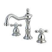 Heritage 2 Handle 8"-14" Widespread Faucet, Brass Pop-up, Polished Chrome, Polis