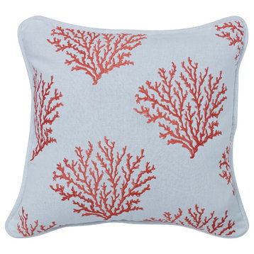 Salmon Colored Embroidered Coral Pillow