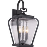 Quoizel - Quoizel PRV8409K Province 3 Light Outdoor Lantern in Mystic Black - Province is in a word elegant. It s a French inspired look with touches of Contemporary styling. It features clear seedy glass for an aged feel and a base that is classically styled. The signature Mystic Black finish is a soft matte that is the perfect complement to this great outdoor collection.