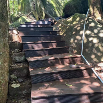 Forest Walkway with Outdoor Bamboo Decking Stairs