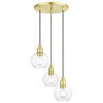Livex Lighting - Downtown 3 Light Satin Brass Sphere Multi Pendant - Bring a refined lighting style to your interior with this downtown collection three light multi pendant. Shown in a satin brass finish with clear sphere glass.