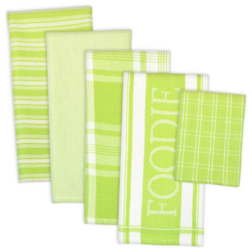 DII Assorted Lime Foodie Dishtowel and Dishcloth, Set of 5