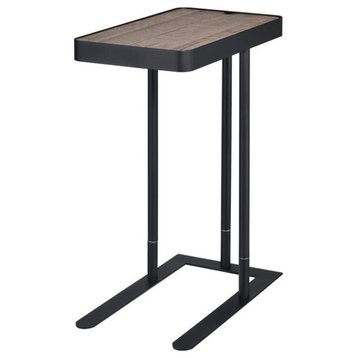 Bowery Hill Industrial Metal Adjustable Side Table in Sand Black