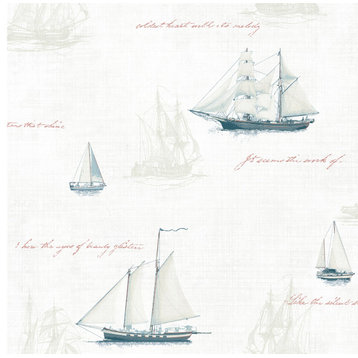 Andrew White Sailboat Wallpaper, Swatch