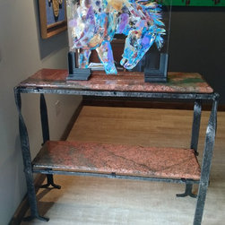 Red Dragon Granite  Forged Metal Table - Furniture