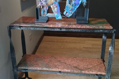 Red Dragon Granite Forged Metal Table