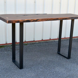 Live Edge Walnut Standing Desk with Modern Base - Desks And Hutches