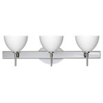 Besa Lighting - Besa Lighting 3SW-467907-LED-CR Brella - 22.5" 115W 3 LED Bath Vanity - Brella has a classical bell shape that complements aesthetic, while also built for optimal illumination. Our White glass is a soft white cased glass that can suit any classic or modern decor. White has a very tranquil glow that is pleasing in appearance. The smooth satin finish on the clear outer layer is a result of an extensive etching process. This blown glass is handcrafted by a skilled artisan, utilizing century-old techniques passed down from generation to generation. The vanity fixture is equipped with decorative lamp holders, removable finials, linear rectangular housing, and a removable low profile oval canopy cover. These stylish and functional luminaries are offered in a beautiful Chrome finish.  Mounting Direction: Horizontal  Shade Included: TRUE  Dimable: TRUE  Color Temperature: 3  Lumens: 450  CRI: +  Rated Life: 25000 HoursBrella 22.5" 115W 3 LED Bath Vanity Chrome White GlassUL: Suitable for damp locations, *Energy Star Qualified: n/a  *ADA Certified: n/a  *Number of Lights: Lamp: 3-*Wattage:5w LED bulb(s) *Bulb Included:Yes *Bulb Type:LED *Finish Type:Chrome