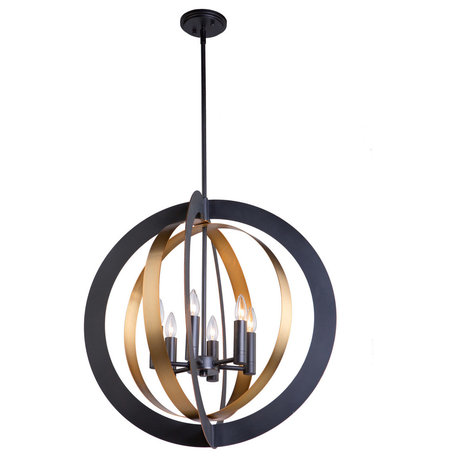 Capri - 6-Light Chandelier - Dark Bronze/Satin Brass