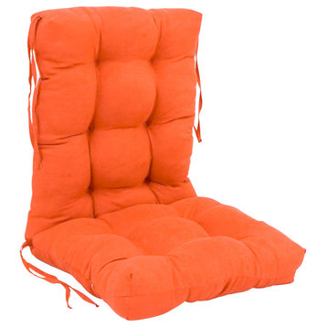 18"x38" Solid Microsuede Tufted Chair Cushion, Tangerine Dream