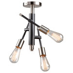 Artcraft Lighting - Truro 3 Light Semi Flush, Brushed Nickel/Black - The "Truro" collection  semi flush mount has a tubular design,  plated brushed nickel accents and a black frame. Arms can be adjusted to your desired configuration.
