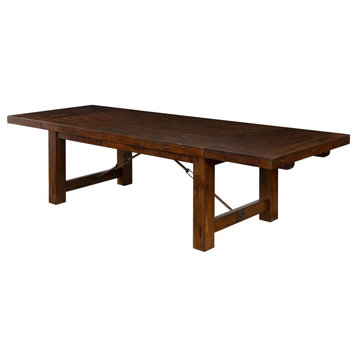 86-122" Rustic Farmhouse Solid Wood Dining Table with Extension Leaves