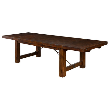 86-122" Rustic Farmhouse Solid Wood Dining Table with Extension Leaves