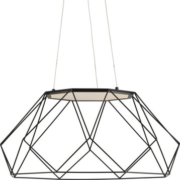 Geodesic LED Matte Black LED Mid-Century Modern Large Pendant Hanging Light