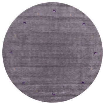 8' Round Persian Gabbeh Hand-Knotted Rug Q4362
