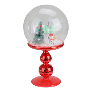 Avon 8.75 Red Holiday Scene Pedestal Globe Tabletop Decoration