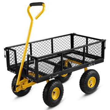 Vevor Steel Garden Cart, Metal Wagon With Removable Mesh Sides, 900 Lbs