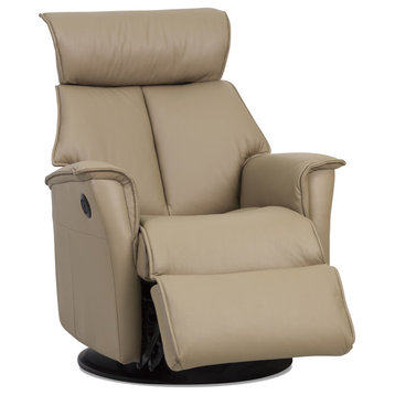 IMG Boss Relaxer Manual Recliner Swivel Glider Chair Trend Pebble Leather