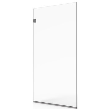 Milan Stationary Panel Shower Screen, Clear Glass, Chrome, 24x76"