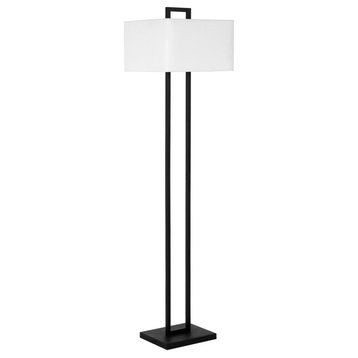 Adair 68 Tall Floor Lamp with Fabric Shade in Blackened Bronze/White