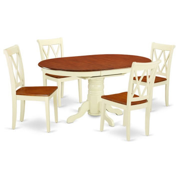 East West Furniture Kenley 5-piece Wood Dining Set with X-Back Chairs in Cherry