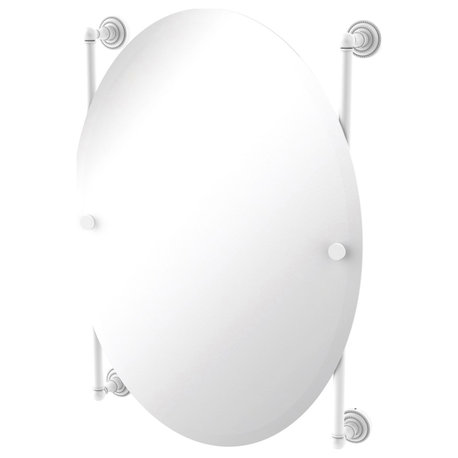 Dottingham Oval Frameless Rail Mounted Mirror, Matte White