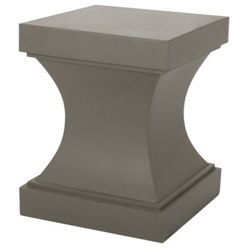 Julien Outdoor Lightweight Concrete Side Table, Light Gray