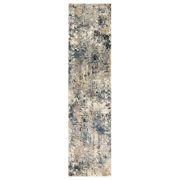 Pune Modern Taupe, Charcoal Area Rug, 2'7"x10'3" Runner