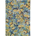 Company C - Avalon Indigo Rug, 1'x1' Sample - Lush vegetation and bountiful flowers create a secret garden for the senses. This rug has the refined look of needlepoint. Imported