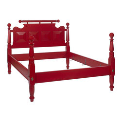Santa Fe Lowpost Bed in Red Painted Finish - Products