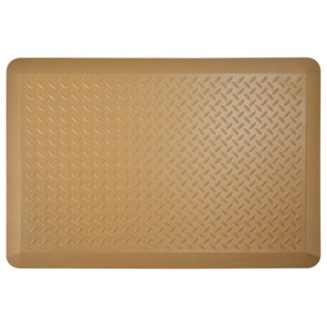 Anti-Fatigue Floor Mat, Tread Plate Pattern 24"x36"x2/3", Ice Coffee, Set of 2