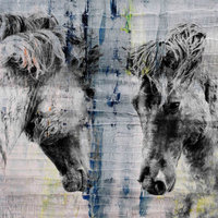 "Facing Horses" Painting Print on Wrapped Canvas, 30"x20"
