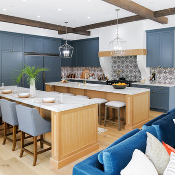 Transitional Kitchen Design with Faux Wood Beams