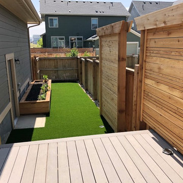 Screening from neighbors in a small side yard w/ room for kids.