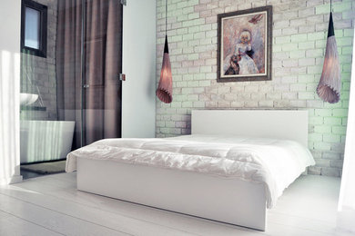 Example of a trendy bedroom design in Tel Aviv